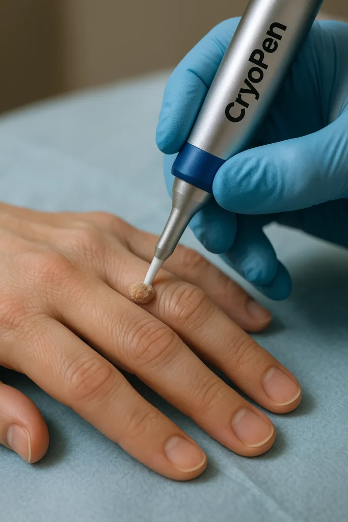 example of cryopen wart removal Welwyn Garden City treatment on a persons finger