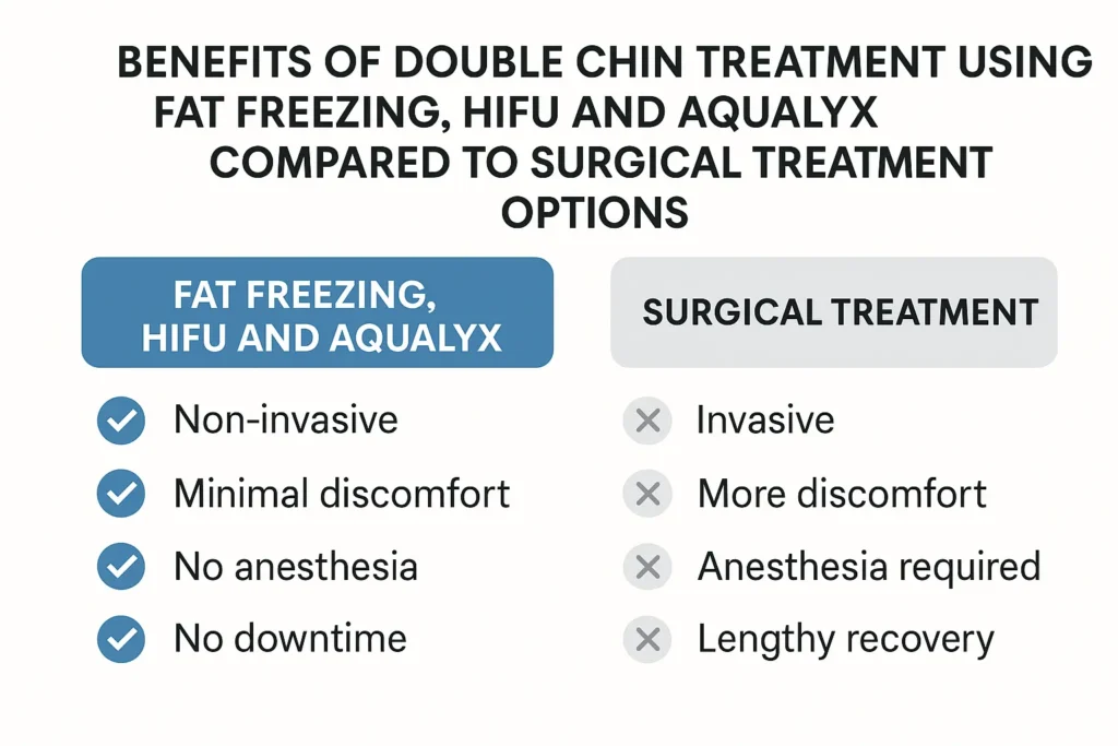 Graphic about the benefits of double chin treatment Welwyn Garden City - from LA LIPO