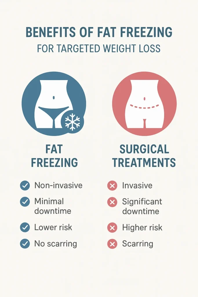 graphic showing the benefits of fat freezing Welwyn Garden City