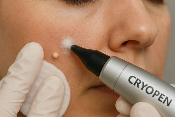 Woman receiving milia removal treatment Welwyn Garden City