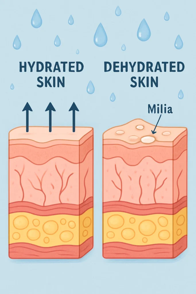 The importance of hydration and milia production Welwyn Garden City