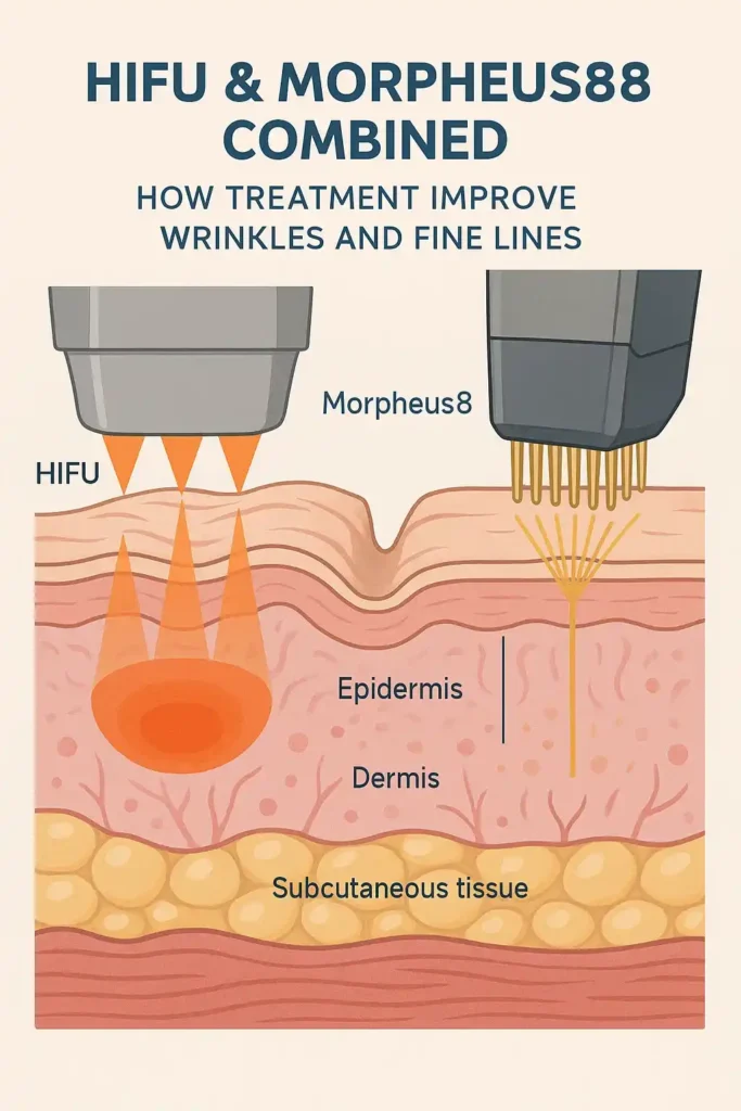 Diagram showing HIFU & Morpeus8 Welwyn Garden City and the benefits for reduction in wrinkles and fine lines